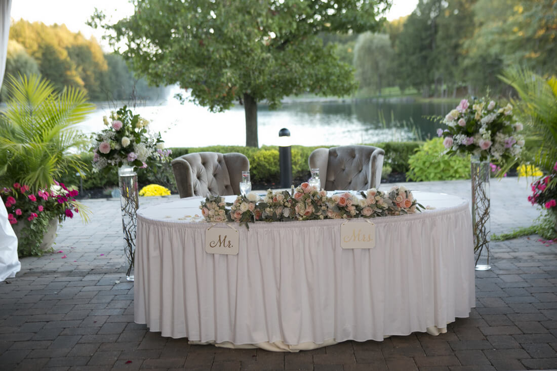 mr and mrs table at reception